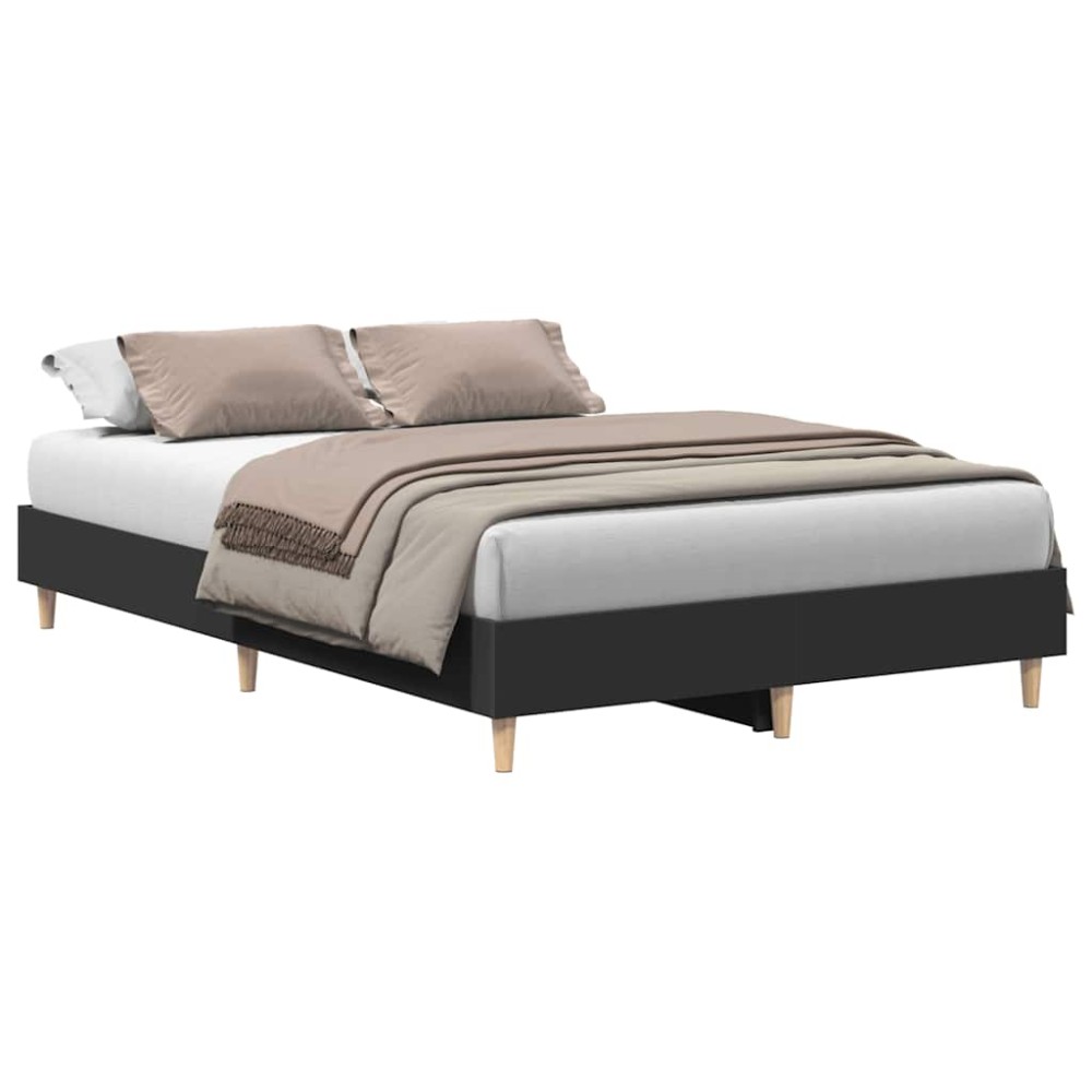 vidaXL Cadru de pat fără saltea, negru, 120x190 cm, lemn prelucrat