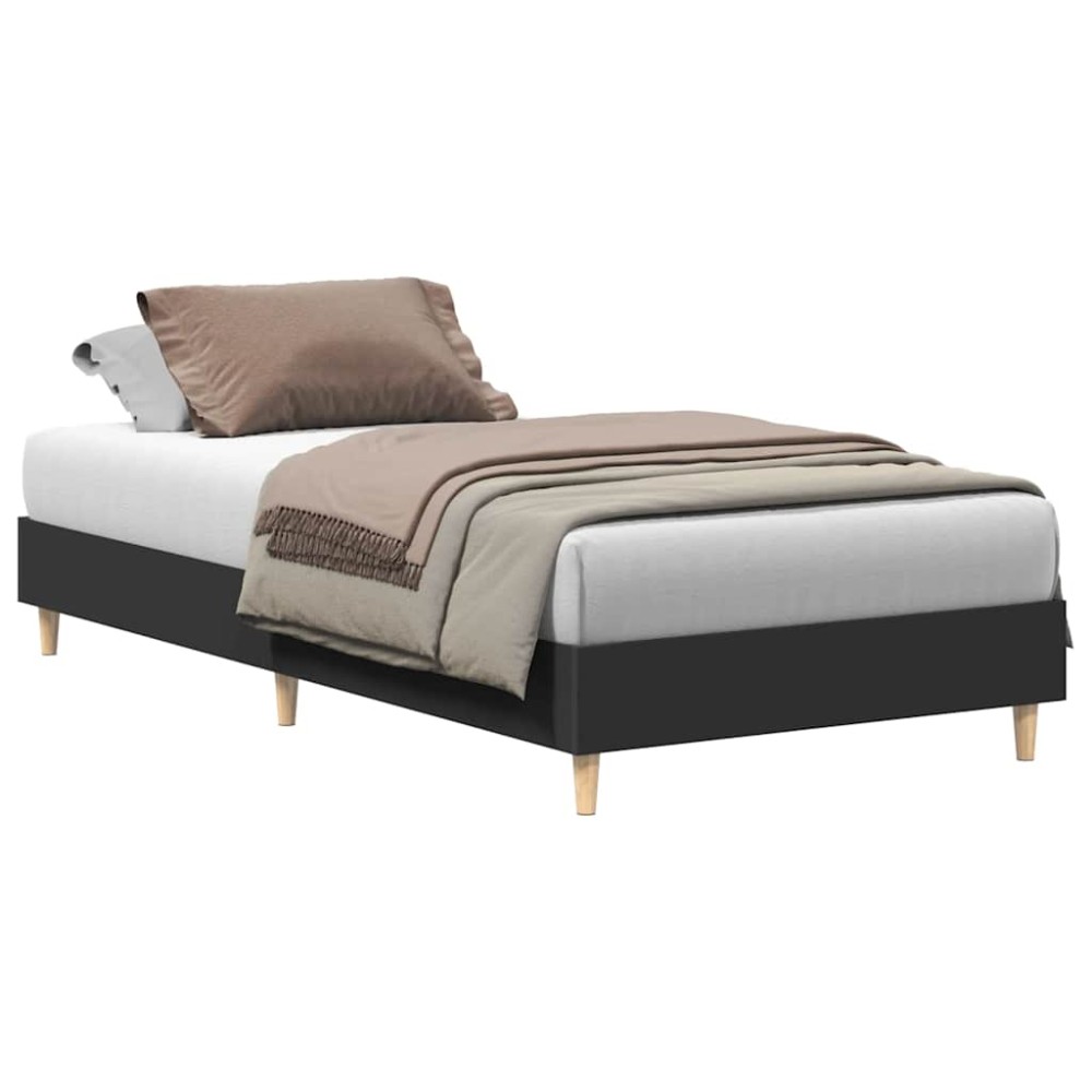 vidaXL Cadru de pat fără saltea, negru, 75x190 cm, lemn prelucrat