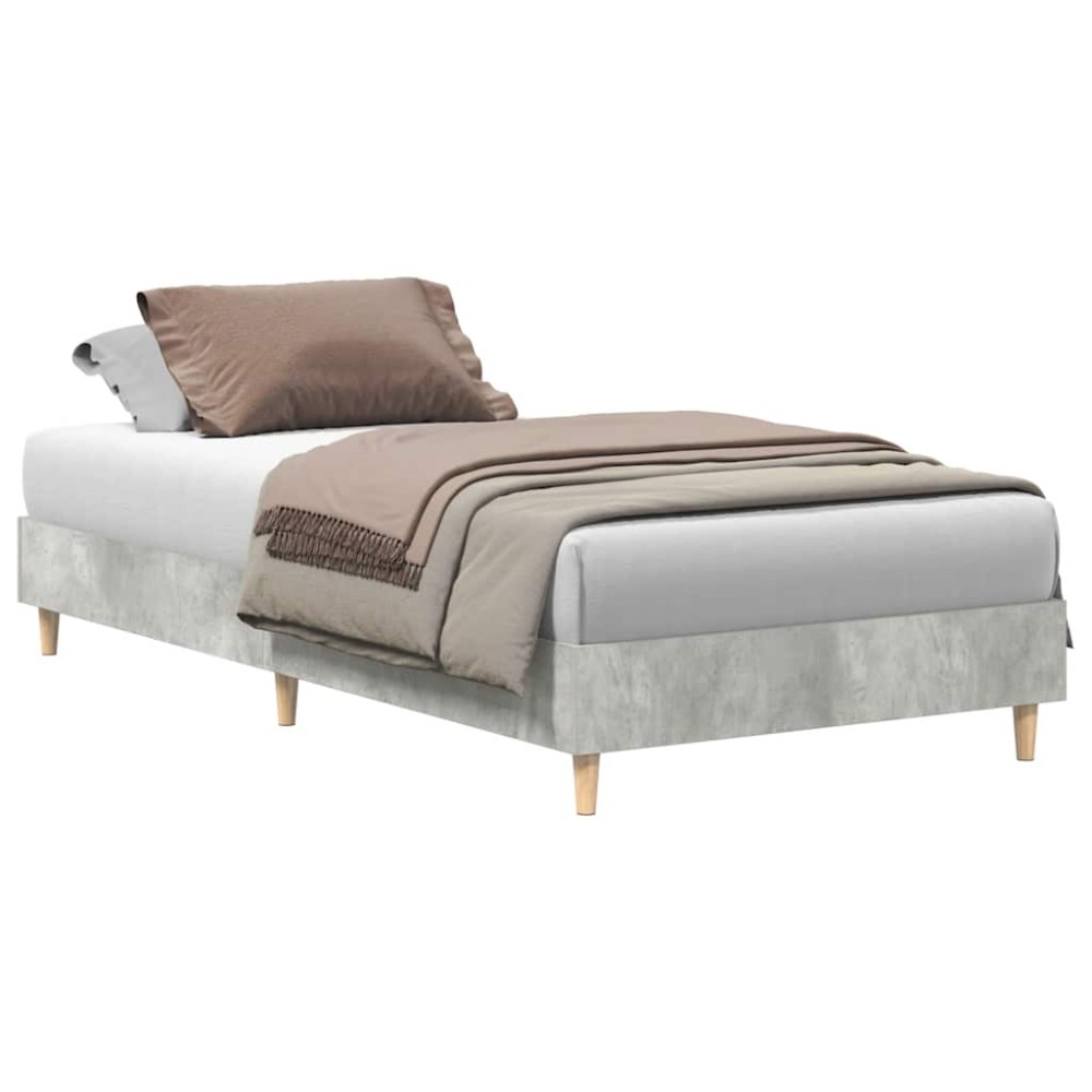 vidaXL Cadru de pat fără saltea Gri beton 75x190 cm Lemn prelucrat