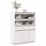 vidaXL Dulap înalt, alb, 89x34x116,5 cm, lemn masiv de pin vidaXL Dulap înalt, alb, 89x34x116,5 cm, lemn masiv de pin