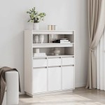 vidaXL Dulap înalt, alb, 89x34x116,5 cm, lemn masiv de pin vidaXL Dulap înalt, alb, 89x34x116,5 cm, lemn masiv de pin