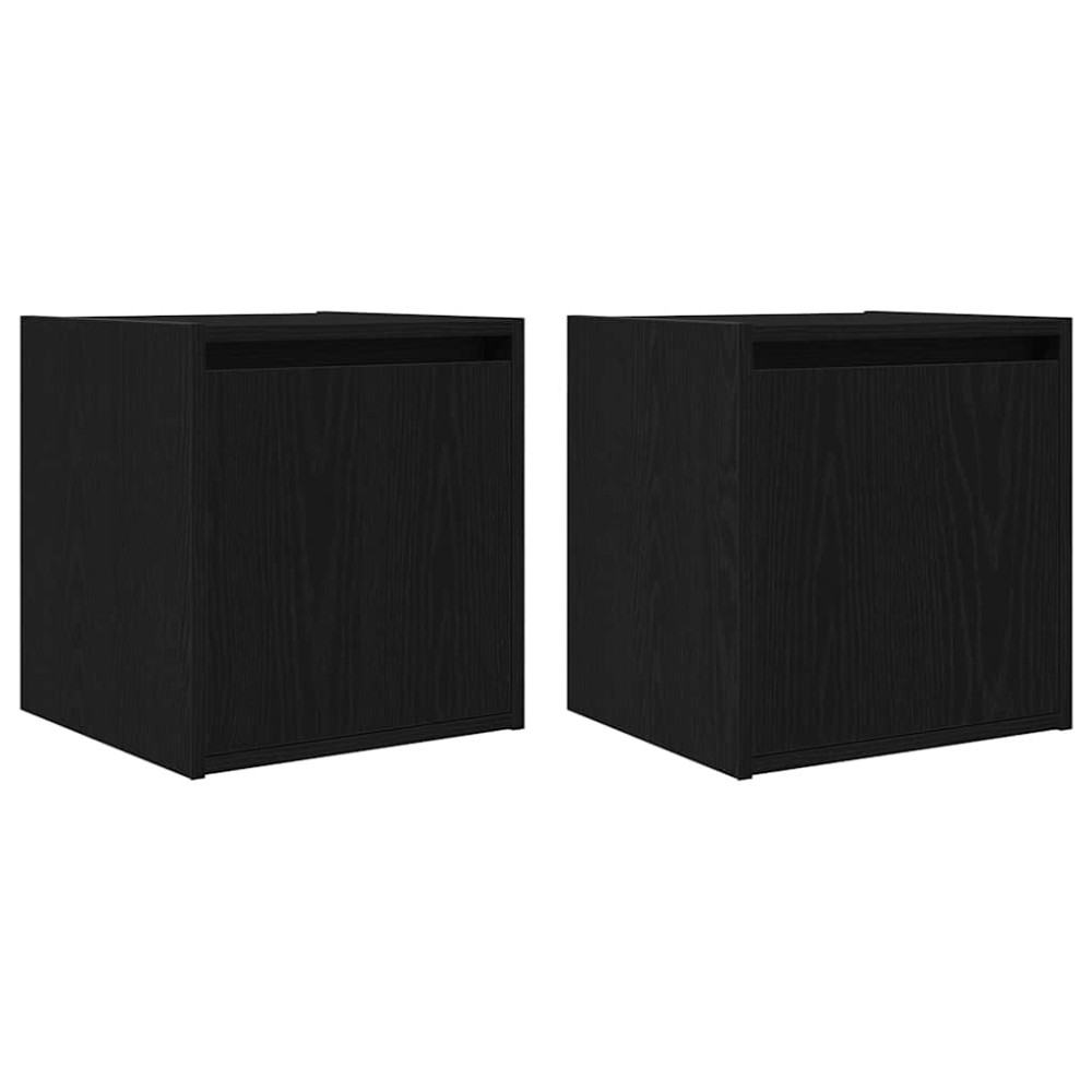 vidaXL Noptiere montate pe perete 2 buc Negru 38x34x40 cm