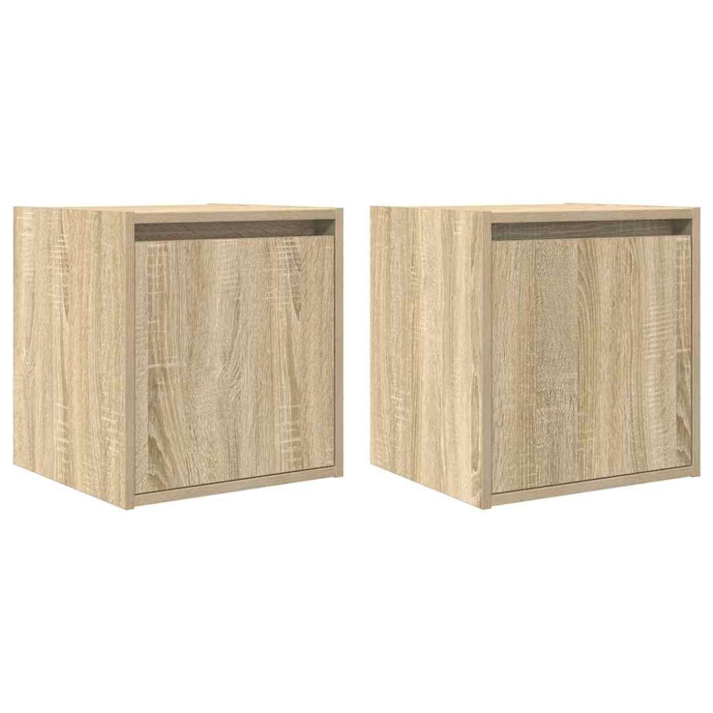 vidaXL Noptiere montate pe perete 2 buc Stejar Sonoma 38x34x40 cm