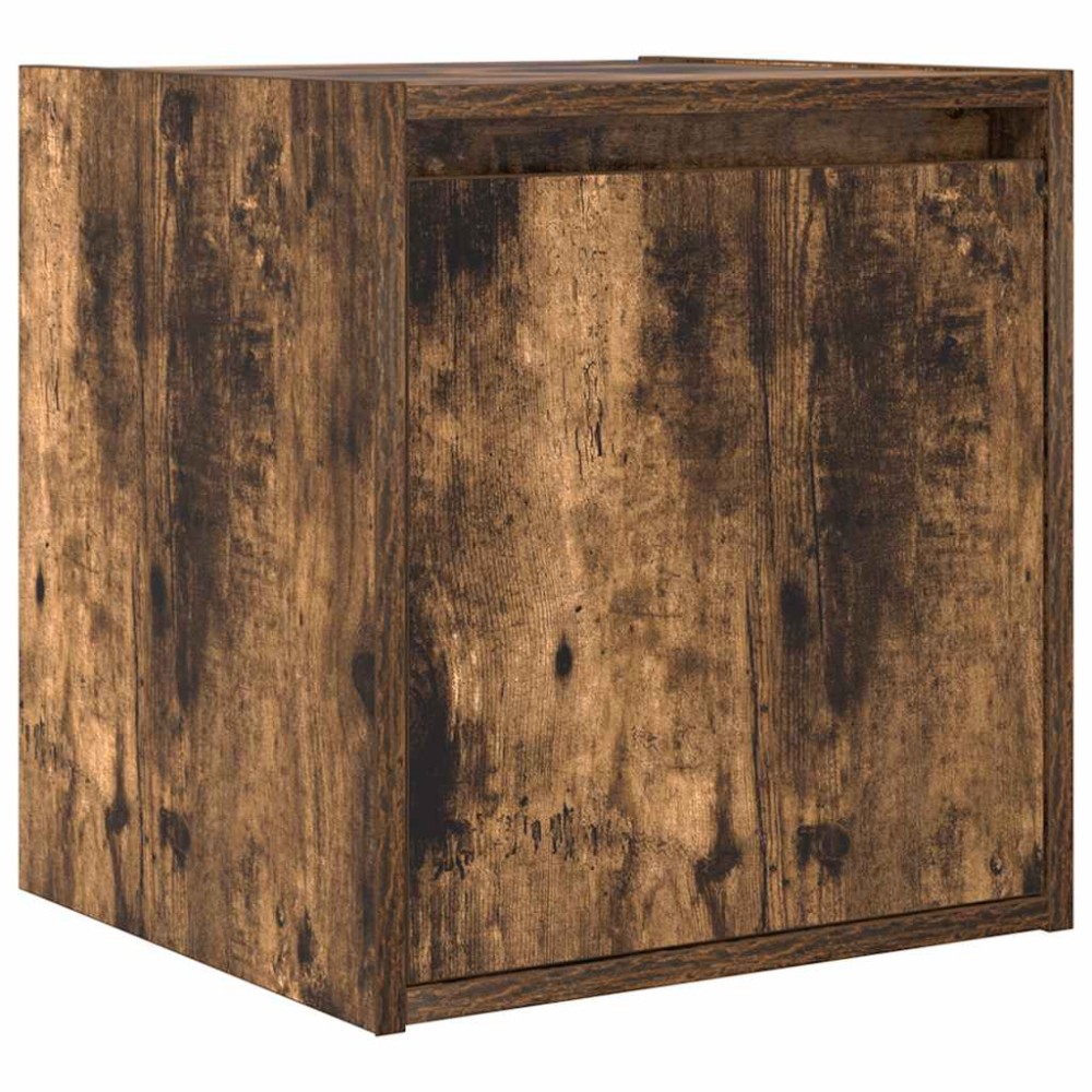 vidaXL Noptiera montata pe perete din stejar afumat 38x34x40 cm