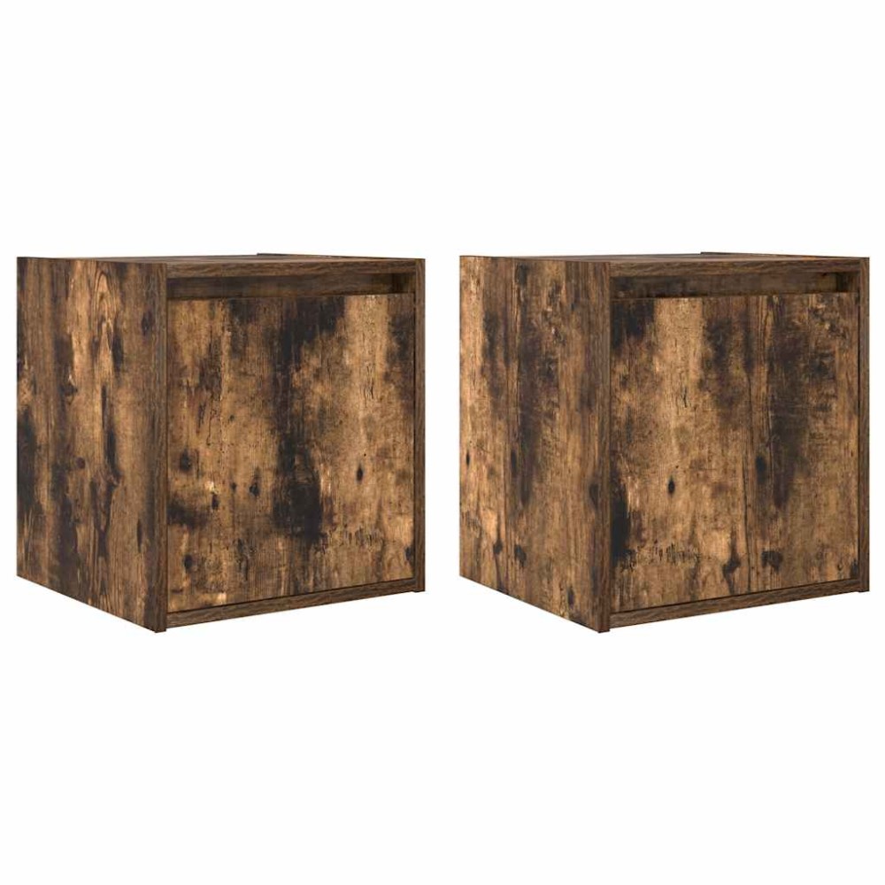 vidaXL Noptiere montate pe perete 2 buc Stejar afumat 38x34x40 cm