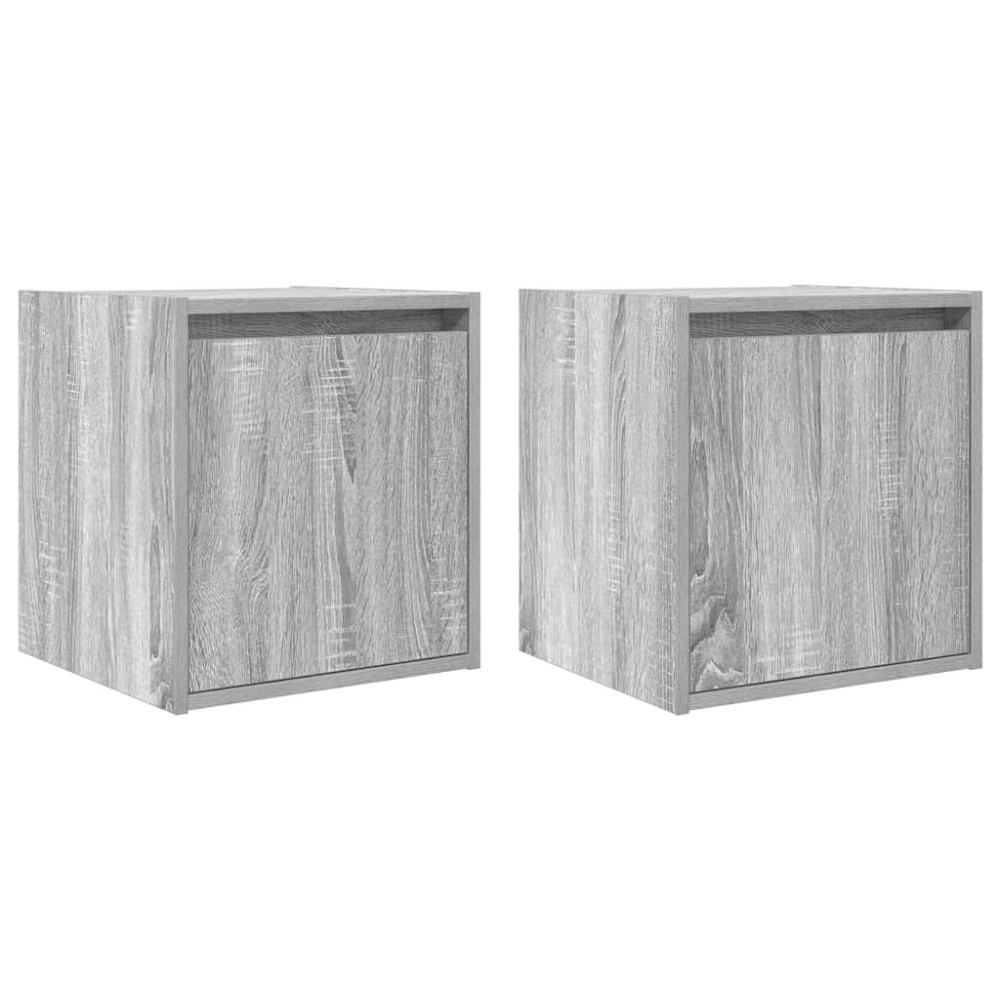 vidaXL Noptiere montate pe perete 2 buc Gri Sonoma 38x34x40 cm