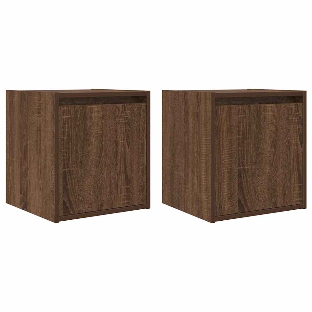 vidaXL Noptiere montate pe perete 2 buc Stejar maro 38x34x40 cm
