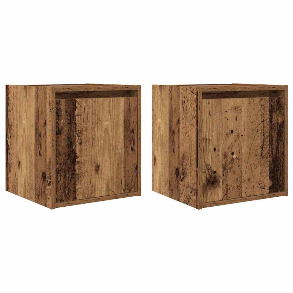 vidaXL Noptiere montate pe perete 2 buc Lemn vechi 38x34x40 cm
