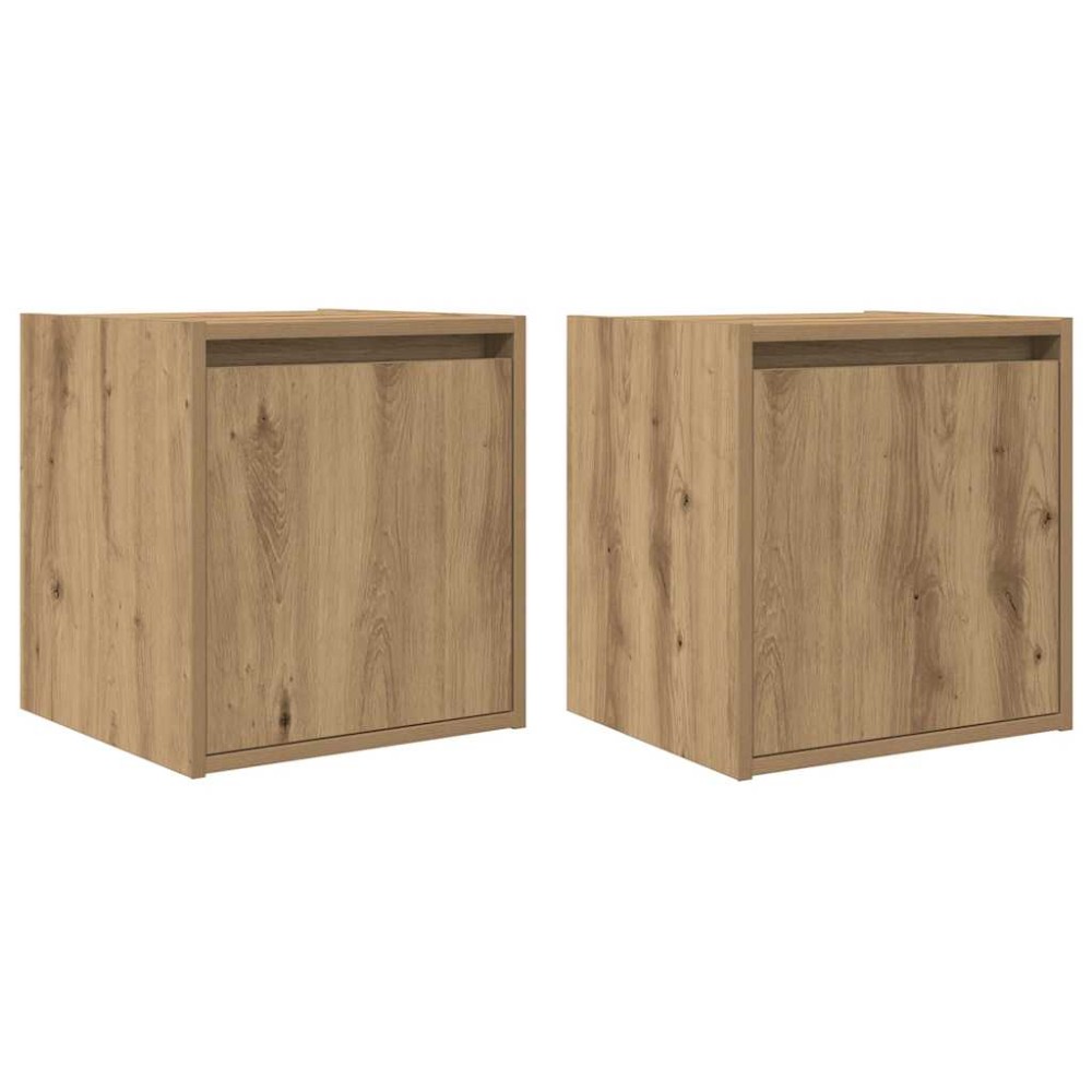 vidaXL Noptiere montate pe perete 2 buc Stejar Artisan 38x34x40 cm