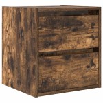 vidaXL Noptiera montata pe perete din stejar afumat 38x34x40 cm