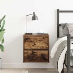 vidaXL Noptiera montata pe perete din stejar afumat 38x34x40 cm