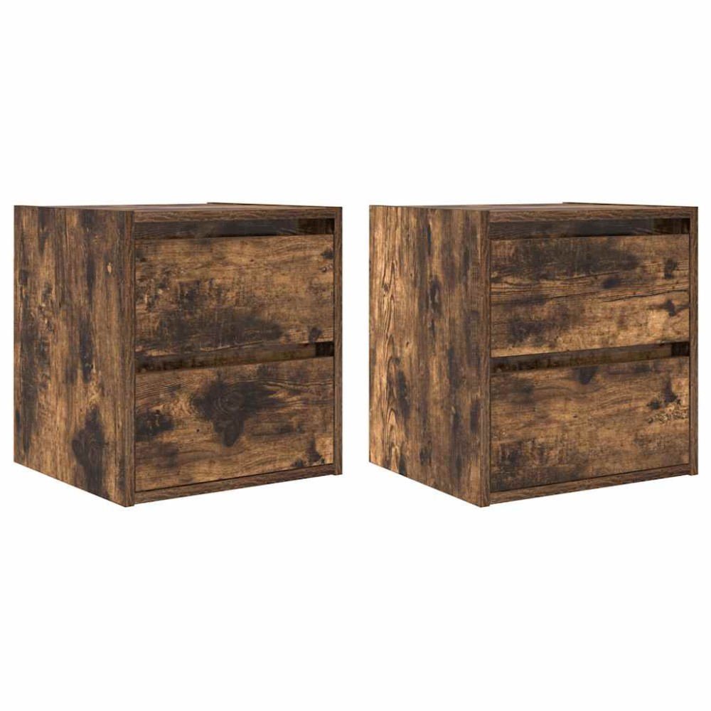 vidaXL Noptiere montate pe perete 2 buc Stejar afumat 38x34x40 cm
