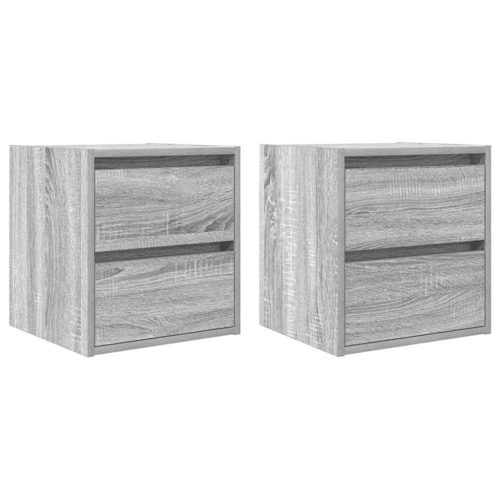 vidaXL Noptiere montate pe perete 2 buc Gri Sonoma 38x34x40 cm