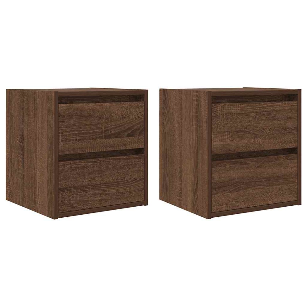 vidaXL Noptiere montate pe perete 2 buc Stejar maro 38x34x40 cm