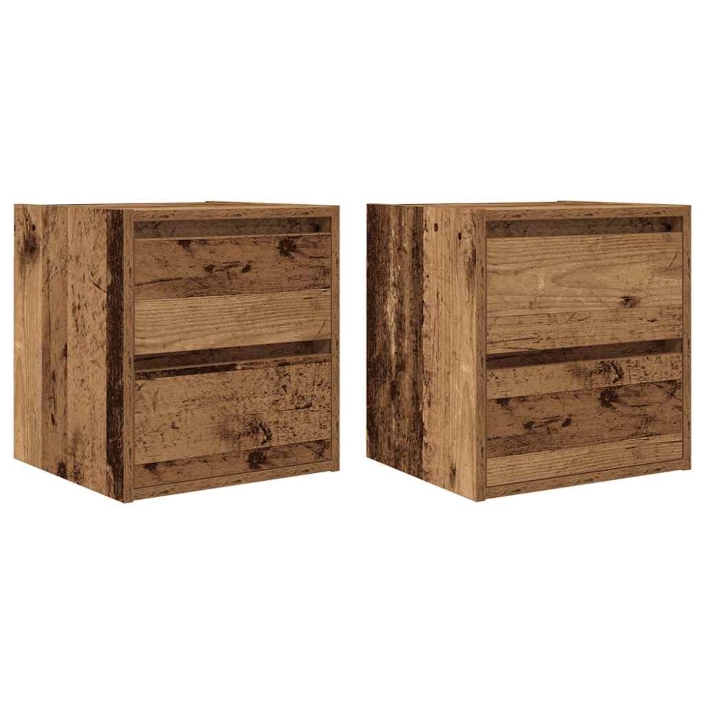vidaXL Noptiere montate pe perete 2 buc Lemn vechi 38x34x40 cm