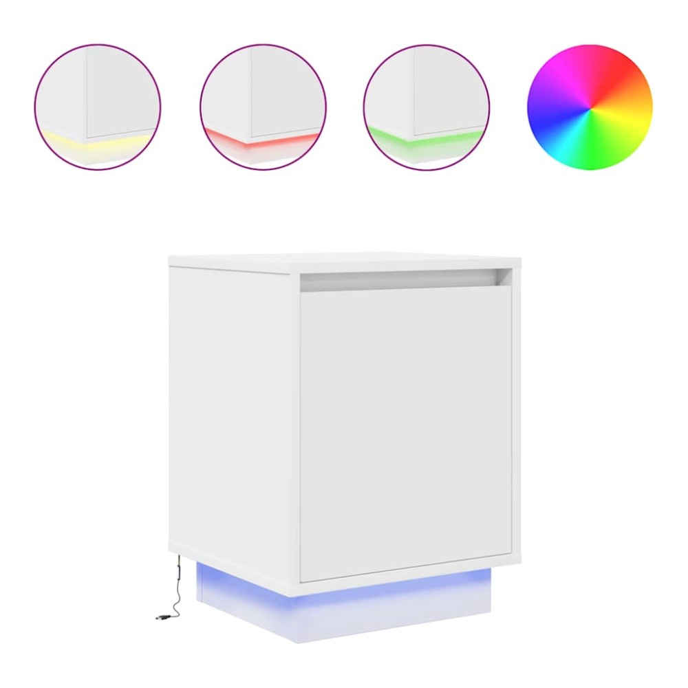 vidaXL Noptiera cu lumini LED alb 38x34x50 cm