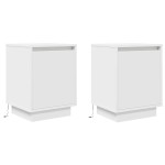 vidaXL Noptiere cu lumini LED 2 buc Alb 38x34x50 cm vidaXL Noptiere cu lumini LED 2 buc Alb 38x34x50 cm