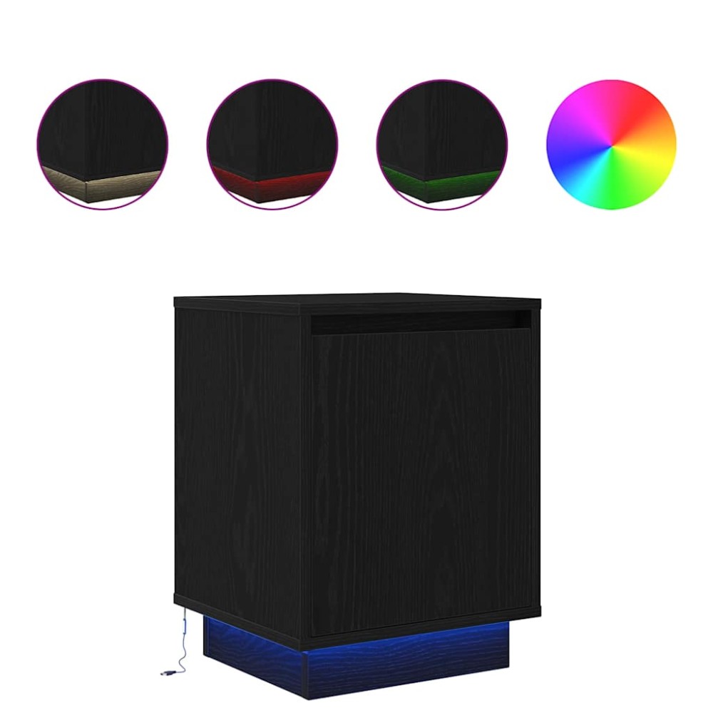 vidaXL Noptiera cu lumini LED Negru 38x34x50 cm