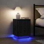 vidaXL Noptiera cu lumini LED Negru 38x34x50 cm vidaXL Noptiera cu lumini LED Negru 38x34x50 cm