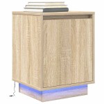 vidaXL Noptiera cu lumini LED Stejar Sonoma 38x34x50 cm vidaXL Noptiera cu lumini LED Stejar Sonoma 38x34x50 cm