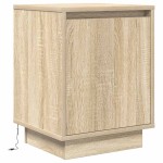 vidaXL Noptiera cu lumini LED Stejar Sonoma 38x34x50 cm vidaXL Noptiera cu lumini LED Stejar Sonoma 38x34x50 cm
