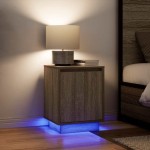 vidaXL Noptiera cu lumini LED Stejar Sonoma 38x34x50 cm vidaXL Noptiera cu lumini LED Stejar Sonoma 38x34x50 cm