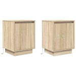 vidaXL Noptiere cu lumini LED 2 buc Stejar Sonoma 38x34x50 cm