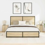 vidaXL Noptiere cu lumini LED 2 buc Stejar Sonoma 38x34x50 cm