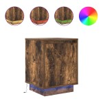 vidaXL Noptiera cu lumini LED Stejar afumat 38x34x50 cm vidaXL Noptiera cu lumini LED Stejar afumat 38x34x50 cm
