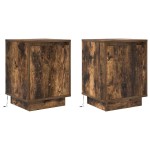 vidaXL Noptiere cu lumini LED 2 buc Stejar afumat 38x34x50 cm
