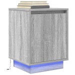 vidaXL Noptiera cu lumini LED Gri Sonoma 38x34x50 cm vidaXL Noptiera cu lumini LED Gri Sonoma 38x34x50 cm