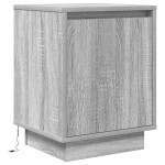vidaXL Noptiera cu lumini LED Gri Sonoma 38x34x50 cm vidaXL Noptiera cu lumini LED Gri Sonoma 38x34x50 cm