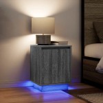 vidaXL Noptiera cu lumini LED Gri Sonoma 38x34x50 cm vidaXL Noptiera cu lumini LED Gri Sonoma 38x34x50 cm