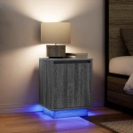 vidaXL Noptiere cu lumini LED 2 buc Gri Sonoma 38x34x50 cm vidaXL Noptiere cu lumini LED 2 buc Gri Sonoma 38x34x50 cm