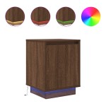 vidaXL Noptiera cu lumini LED Stejar maro 38x34x50 cm vidaXL Noptiera cu lumini LED Stejar maro 38x34x50 cm