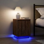 vidaXL Noptiera cu lumini LED Stejar maro 38x34x50 cm vidaXL Noptiera cu lumini LED Stejar maro 38x34x50 cm