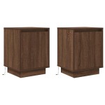 vidaXL Noptiere cu lumini LED 2 buc Stejar maro 38x34x50 cm