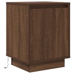 vidaXL Noptiere cu lumini LED 2 buc Stejar maro 38x34x50 cm