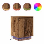 vidaXL Noptiera cu lumini LED Lemn vechi 38x34x50 cm vidaXL Noptiera cu lumini LED Lemn vechi 38x34x50 cm
