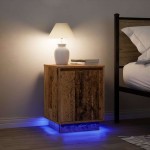 vidaXL Noptiera cu lumini LED Lemn vechi 38x34x50 cm vidaXL Noptiera cu lumini LED Lemn vechi 38x34x50 cm