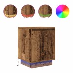 vidaXL Noptiere cu lumini LED 2 buc Lemn vechi 38x34x50 cm