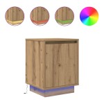 vidaXL Noptiera cu lumini LED Stejar Artisan 38x34x50 cm vidaXL Noptiera cu lumini LED Stejar Artisan 38x34x50 cm