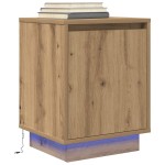 vidaXL Noptiera cu lumini LED Stejar Artisan 38x34x50 cm vidaXL Noptiera cu lumini LED Stejar Artisan 38x34x50 cm