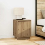 vidaXL Noptiera cu lumini LED Stejar Artisan 38x34x50 cm vidaXL Noptiera cu lumini LED Stejar Artisan 38x34x50 cm