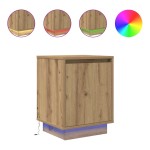 vidaXL Noptiere cu lumini LED 2 buc Stejar Artisan 38x34x50 cm vidaXL Noptiere cu lumini LED 2 buc Stejar Artisan 38x34x50 cm