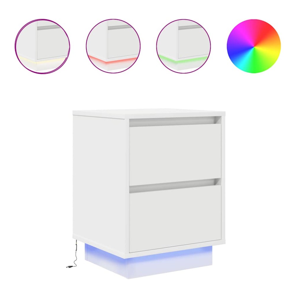 vidaXL Noptiera cu lumini LED alb 38x34x50 cm