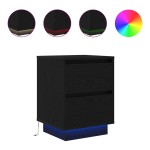 vidaXL Noptiera cu lumini LED Negru 38x34x50 cm vidaXL Noptiera cu lumini LED Negru 38x34x50 cm