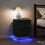 vidaXL Noptiera cu lumini LED Negru 38x34x50 cm vidaXL Noptiera cu lumini LED Negru 38x34x50 cm