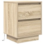 vidaXL Noptiera cu lumini LED Stejar Sonoma 38x34x50 cm vidaXL Noptiera cu lumini LED Stejar Sonoma 38x34x50 cm
