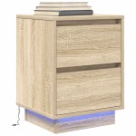 vidaXL Noptiere cu lumini LED 2 buc Stejar Sonoma 38x34x50 cm vidaXL Noptiere cu lumini LED 2 buc Stejar Sonoma 38x34x50 cm